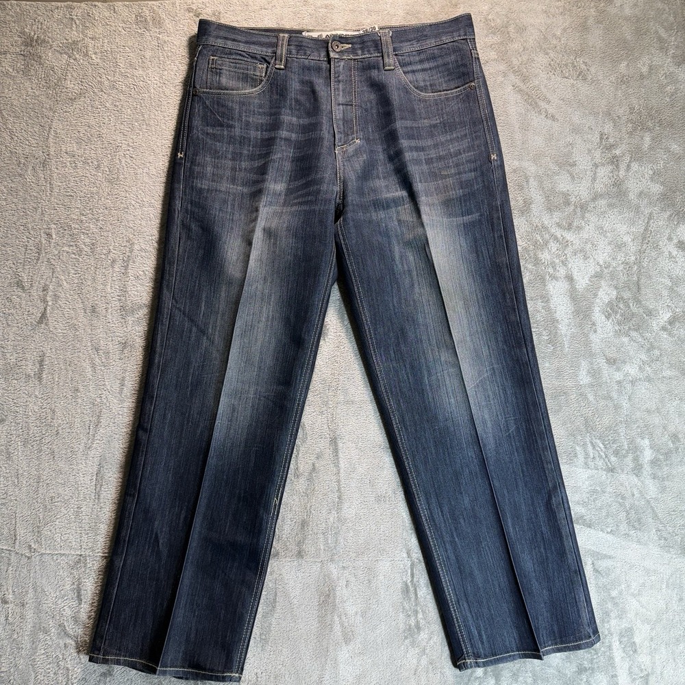 VTG Avirex Jeans Mens 36x30 Baggy Dark Wash Embroidered Y2K Grunge Hip-Hop